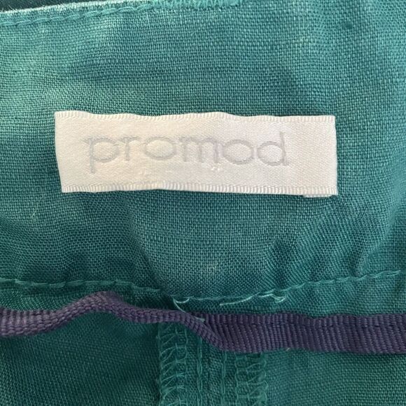 Promod Linen Wide Leg Casual Pants 12 Leisure Loose Trousers Teal Blue France - Picture 5 of 8